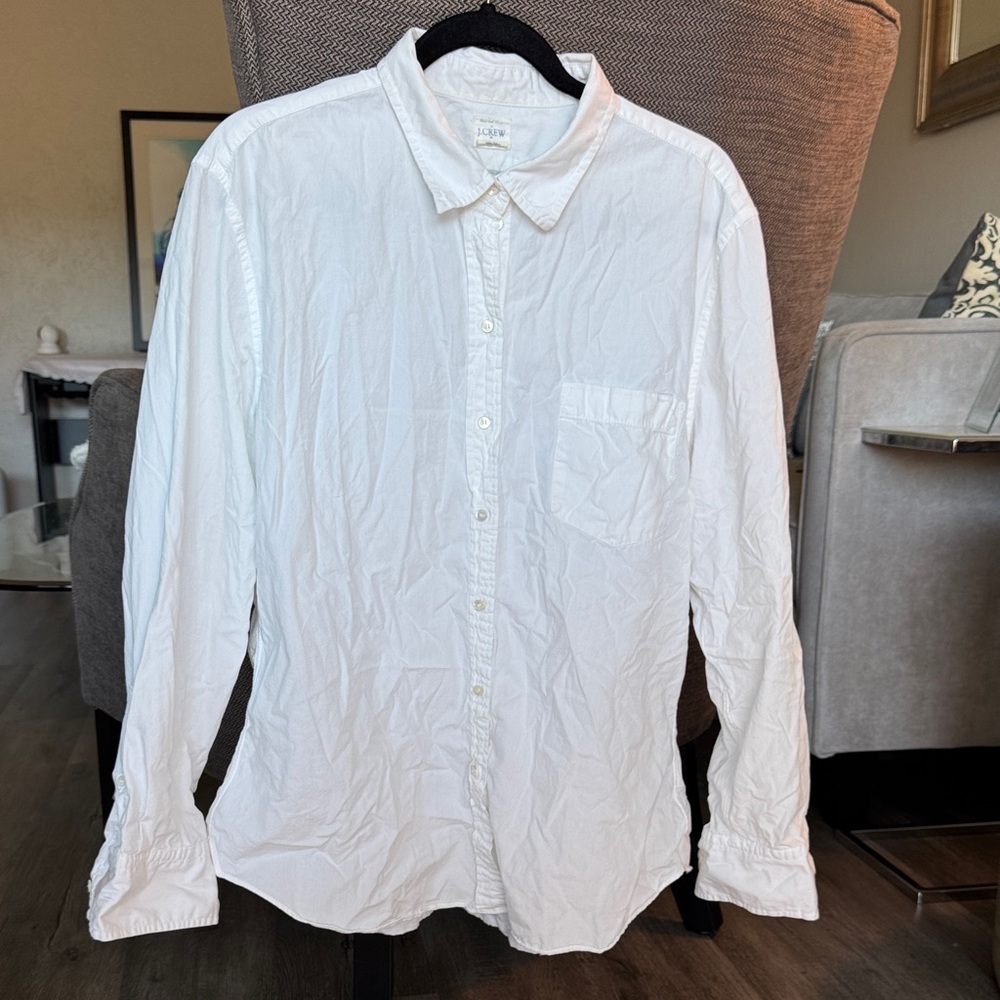 J. Crew White Linen Button Down Shirt